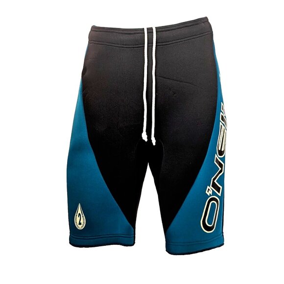 O'NEILL NEOPRENE diving wetsuit scuba SHORTS Sz L or 27-28W 2MM Drawstring LOGO - Picture 1 of 11